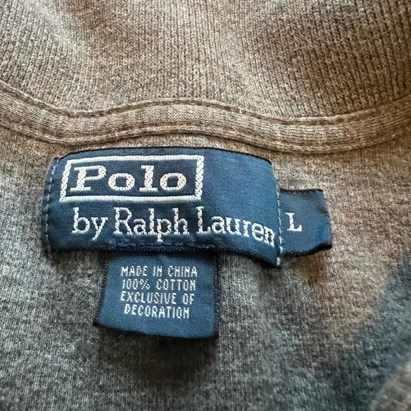 Polo Ralph Lauren Sweater Men L Gray Quarter 1/4 Zip Horse Logo Pullover Top - Picture 4 of 4